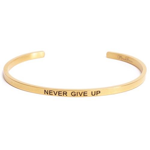 Armband med budskap - Cuff, Guld, Never Give Up