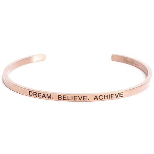 Armband med budskap - Cuff, Rosé, Dream Believe Achieve