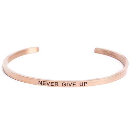 Armband med budskap - Cuff, Rosé, Never Give Up