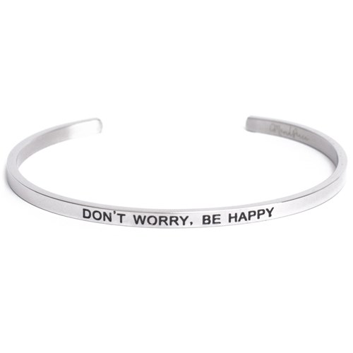 Armband med budskap - Cuff, Silver, Don’t Worry Be Happy