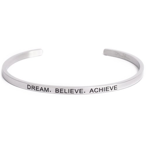 Armband med budskap - Cuff, Silver, Dream Believe Achieve