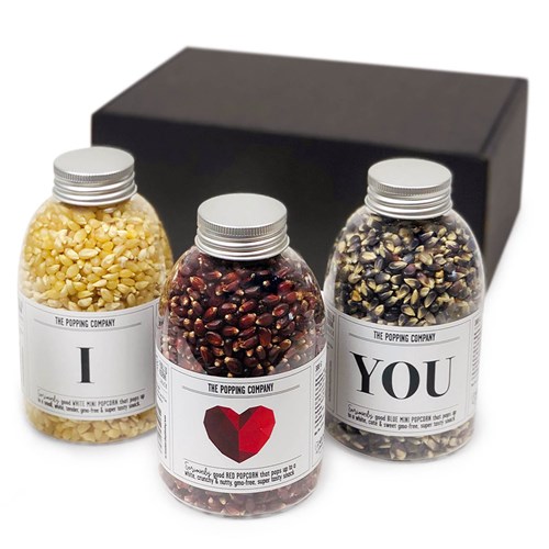 Popcorn presentkit - I LOVE YOU, Svart