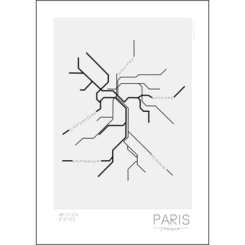 Poster - Tunnelbanor i olika städer, Paris