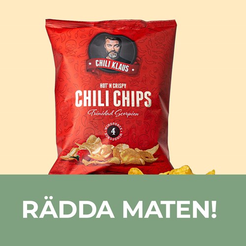 RÄDDA VARAN - Chili Klaus Chips, Trinidad Scorpion, Röd