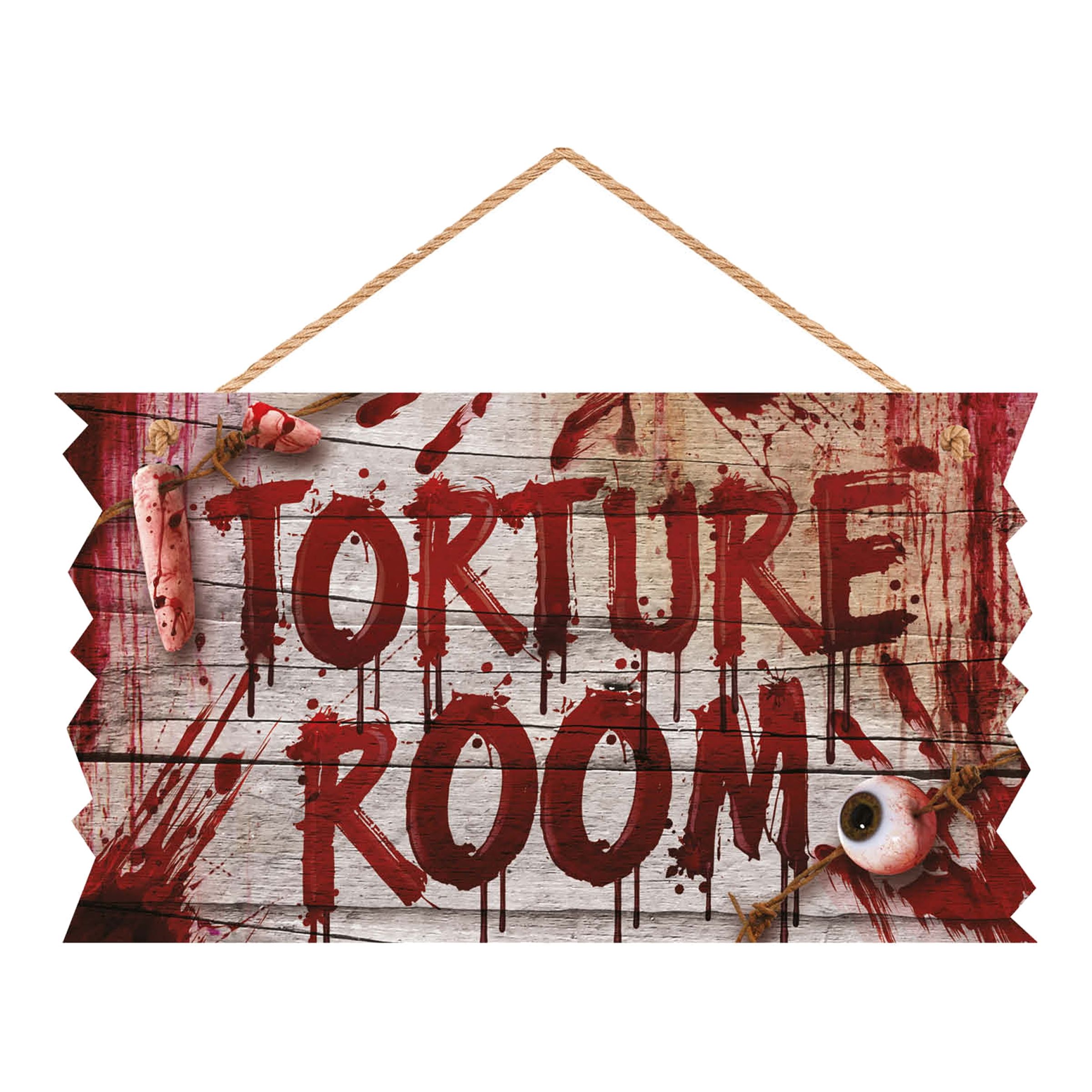 Skylt Torture Room